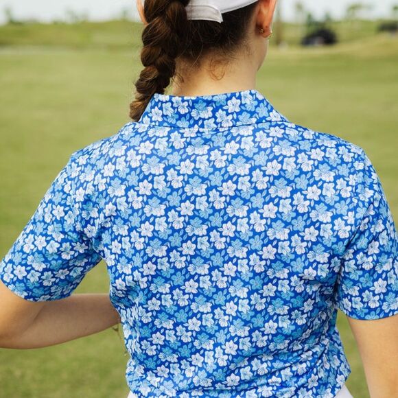 Kenny flowers THE AZALEAS blue ladies golf polo size L NWT in packaging - Picture 3 of 5